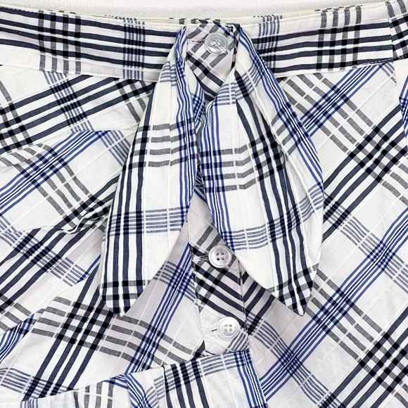 Veronica Beard Women's Size 8 Kaia Plaid Check Wrap Ruffle Skirt Blue & White - Picture 5 of 11